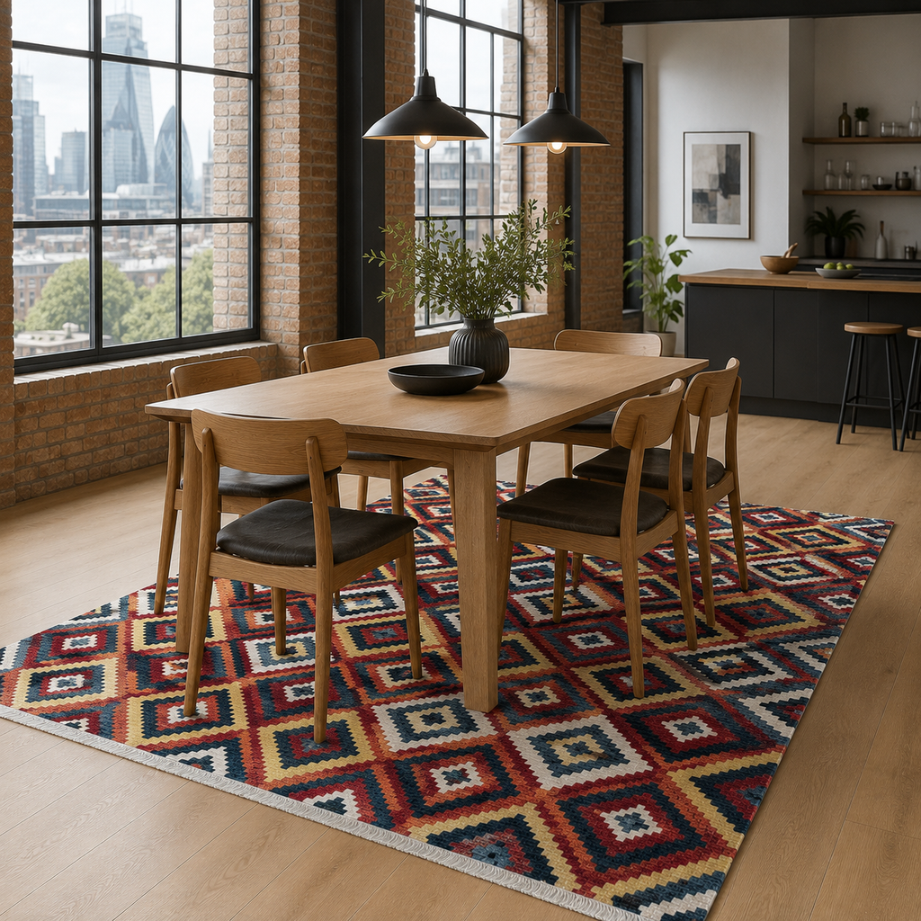 Tapis Ethnique Bordeaux Lavable Lou, vue 5