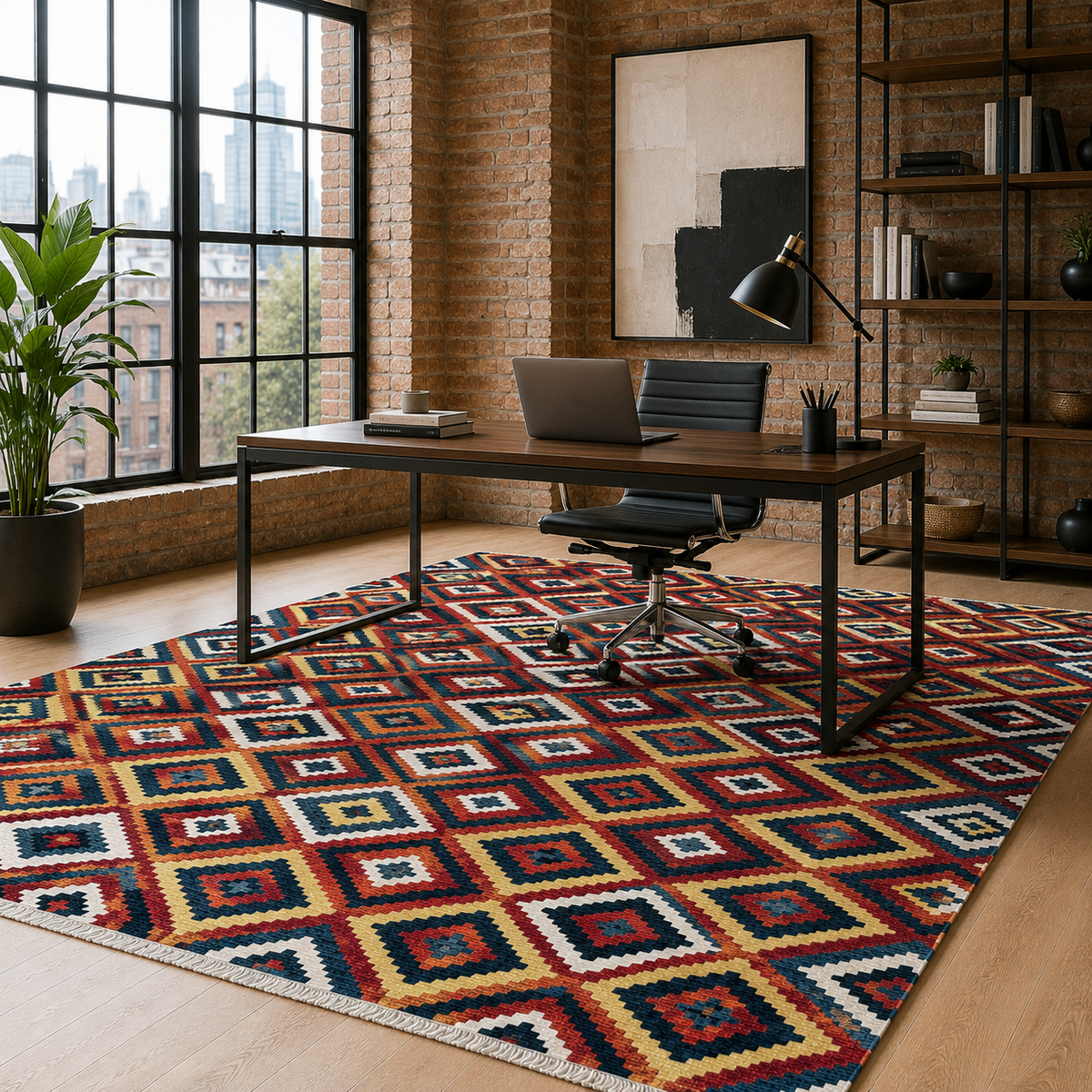 Tapis Ethnique Bordeaux Lavable Lou, vue 6