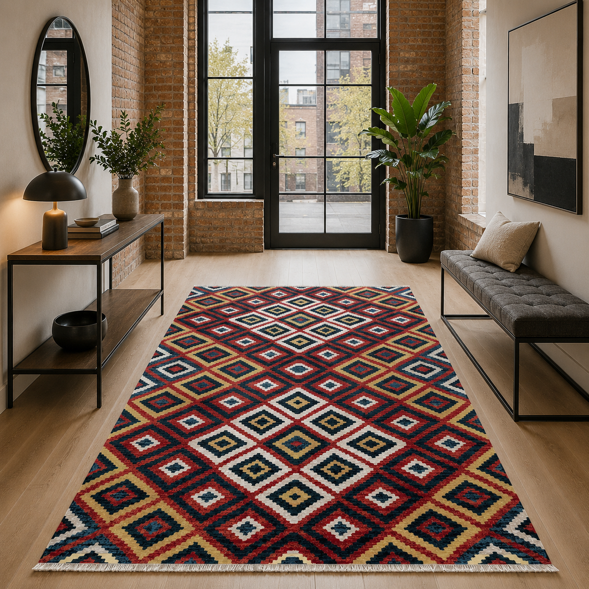 Tapis Ethnique Bordeaux Lavable Lou, vue 8