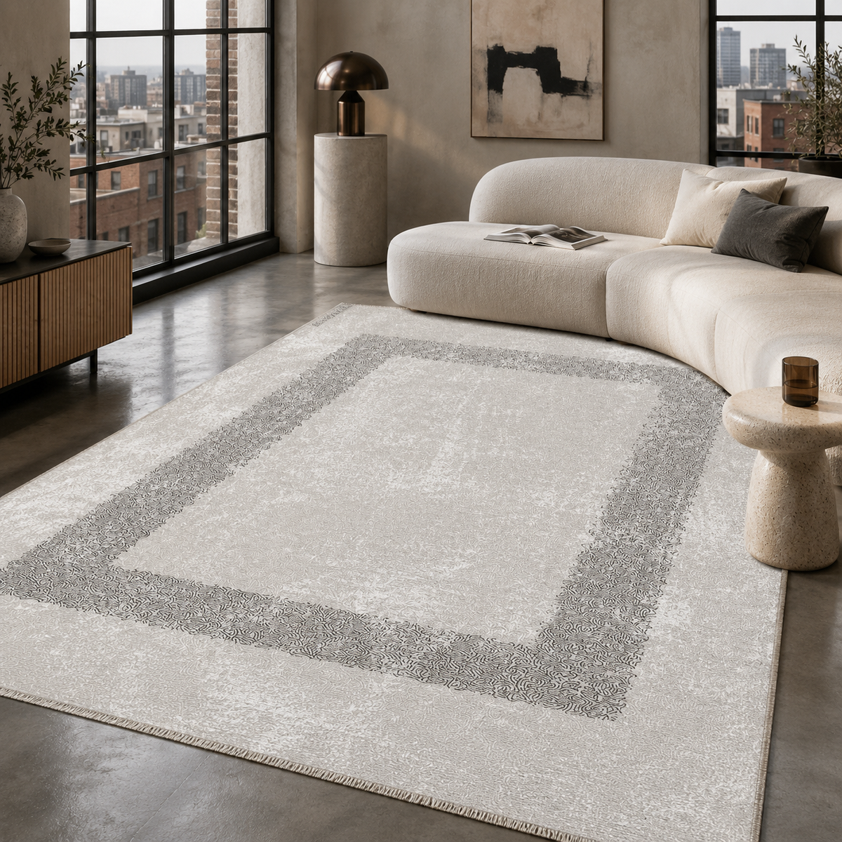 Tapis Moderne Gris Lavable Nerina, vue 4