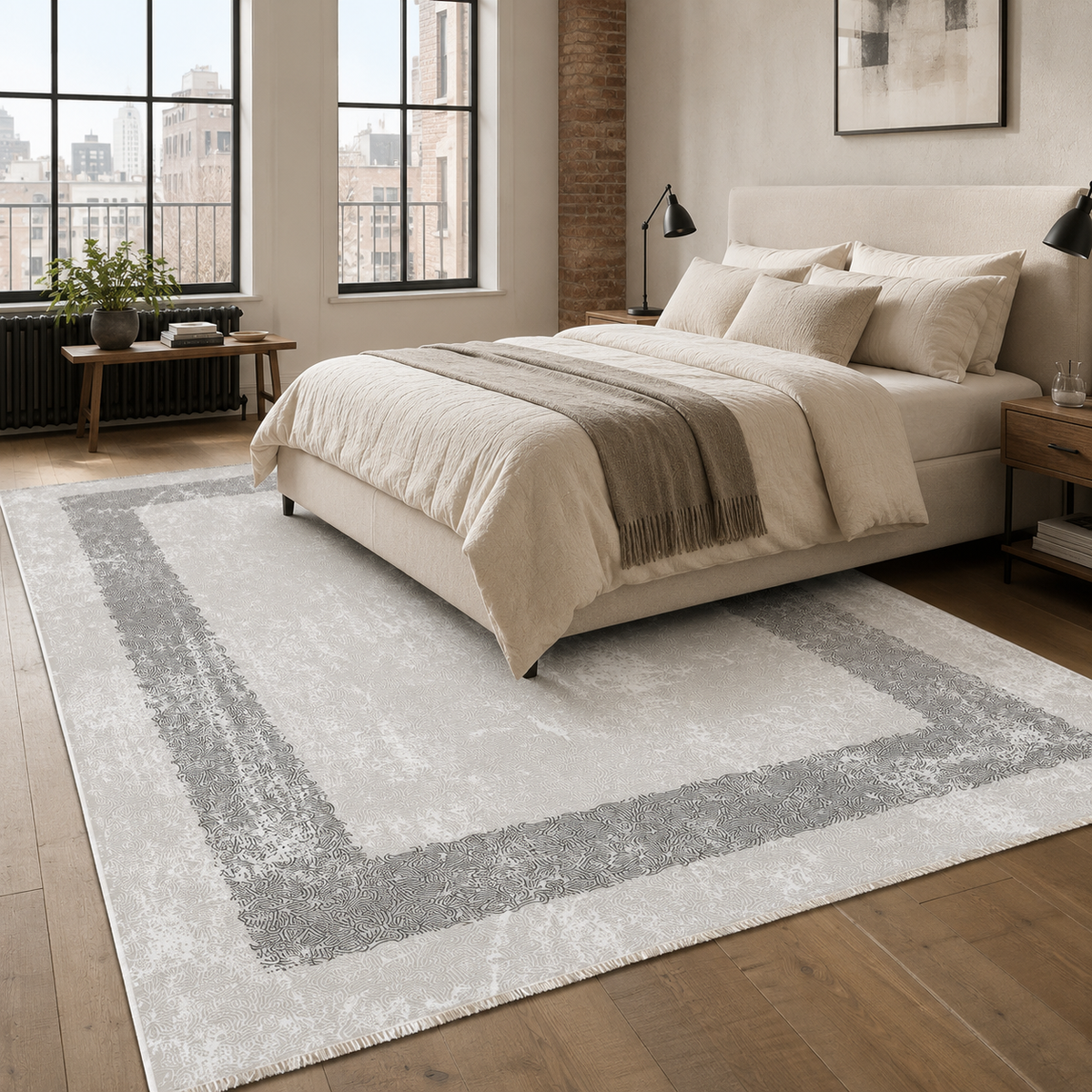 Tapis Moderne Gris Lavable Nerina, vue 5