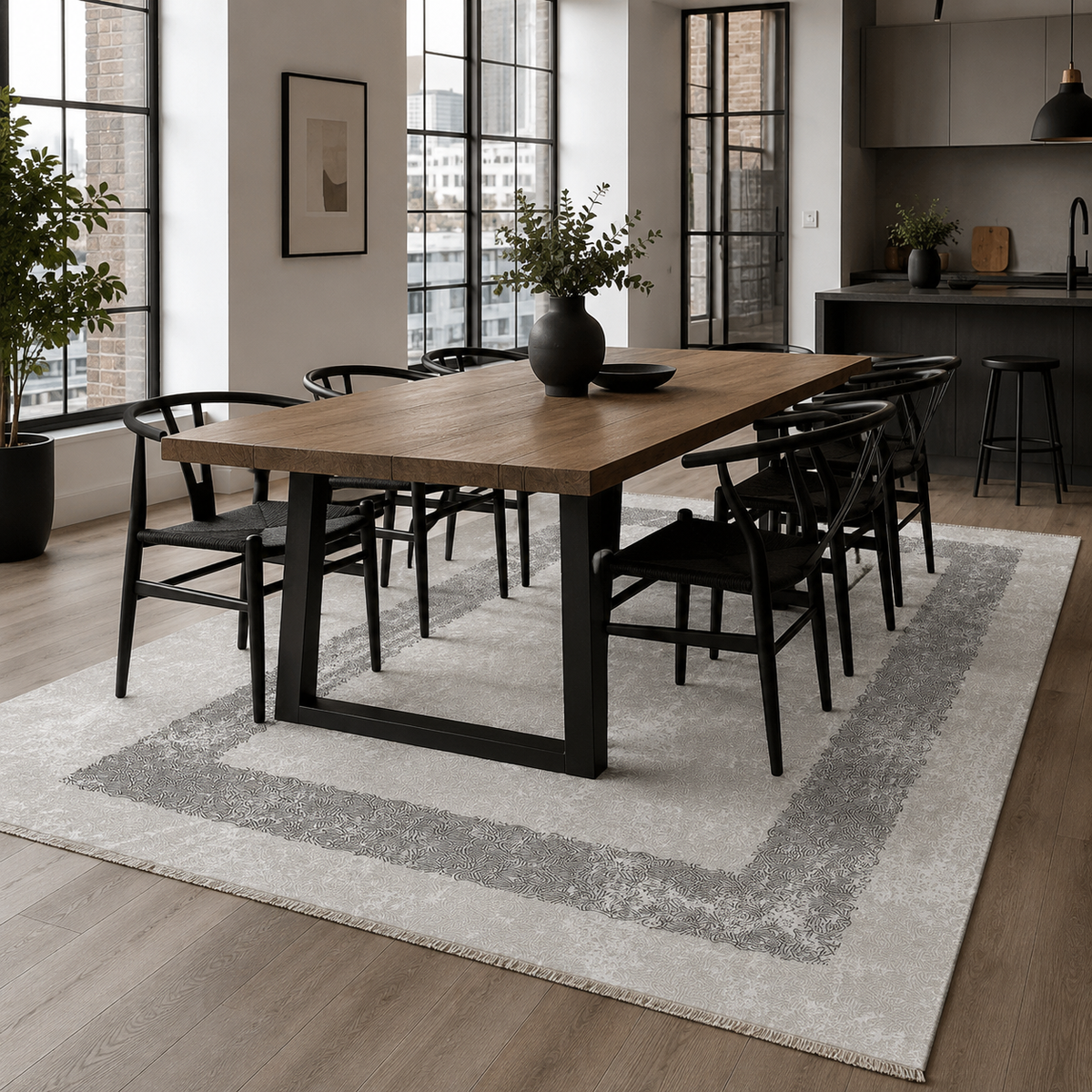 Tapis Moderne Gris Lavable Nerina, vue 6