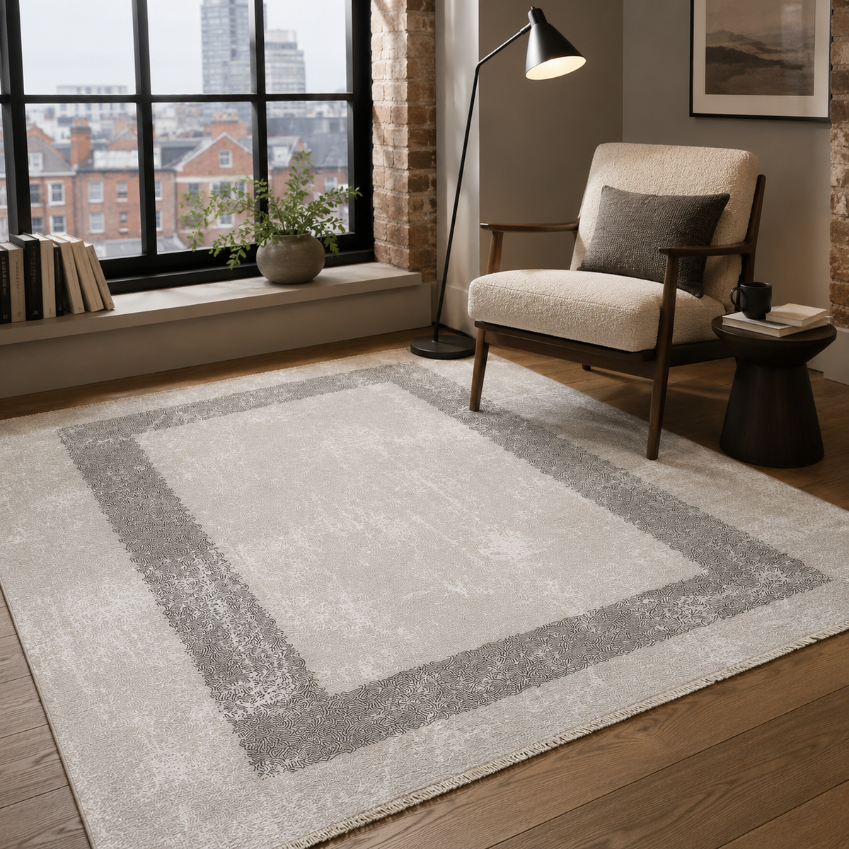 Tapis Moderne Gris Lavable Nerina, vue 8