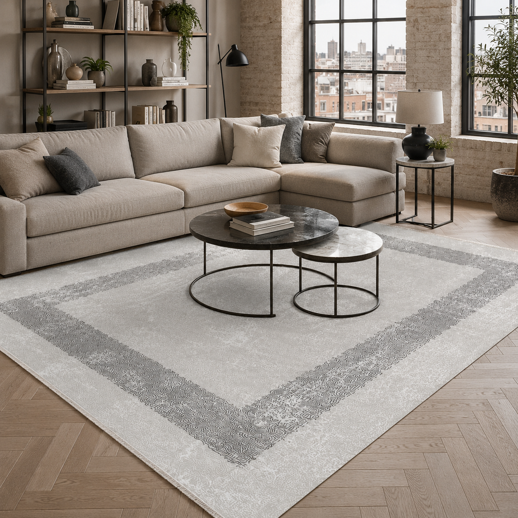 Tapis Moderne Gris Lavable Nerina, vue 10