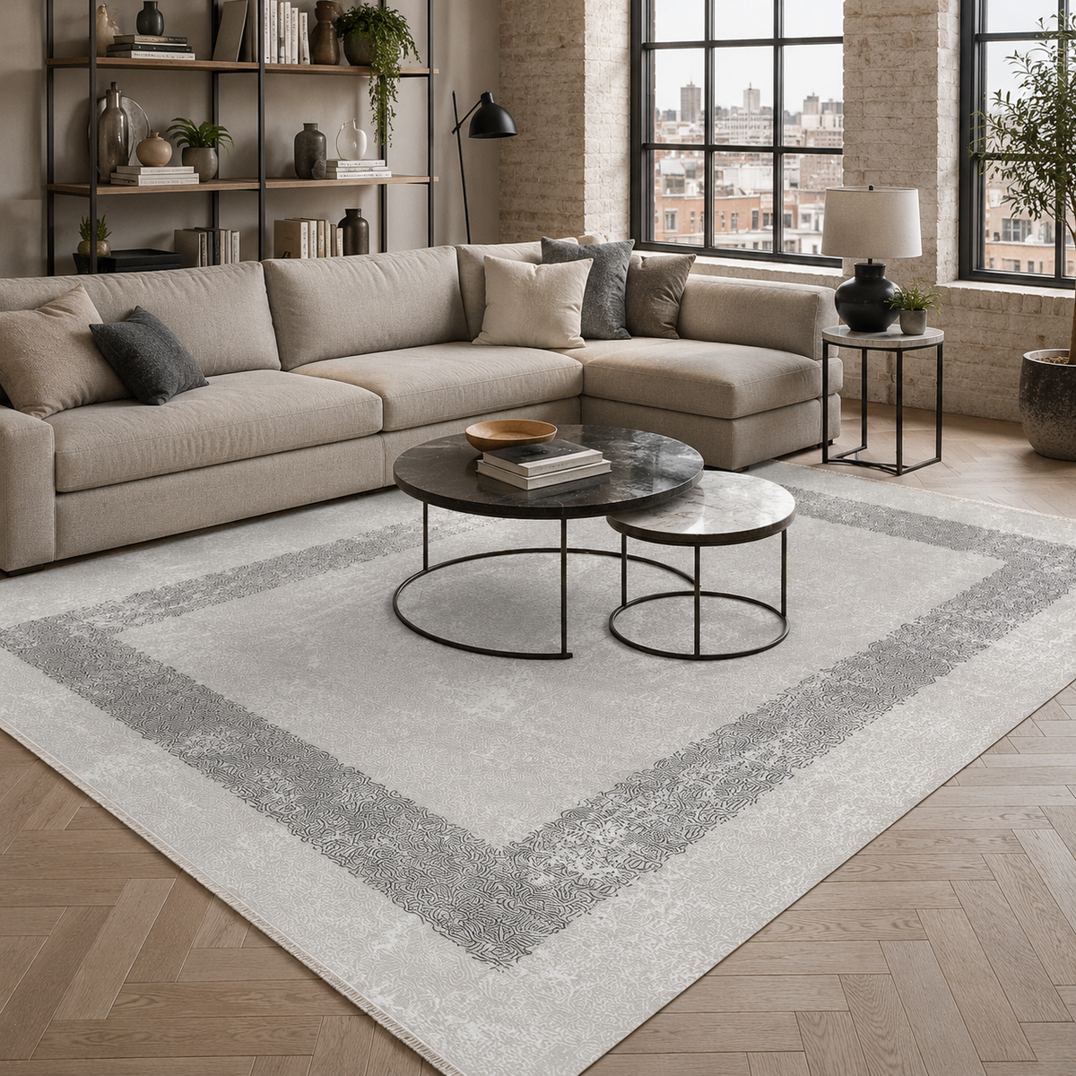 Tapis Moderne Gris Lavable Nerina, vue 10