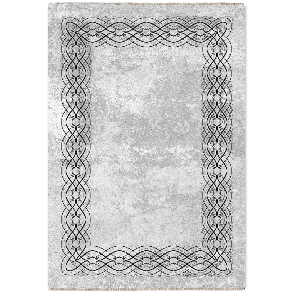 Détail du motif du tapis moderne gris lavable Perrine