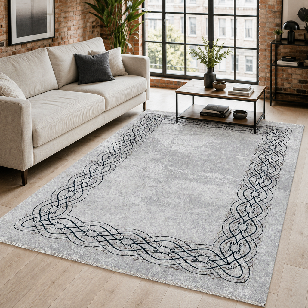Tapis Moderne Gris Lavable Perrine, vue 3