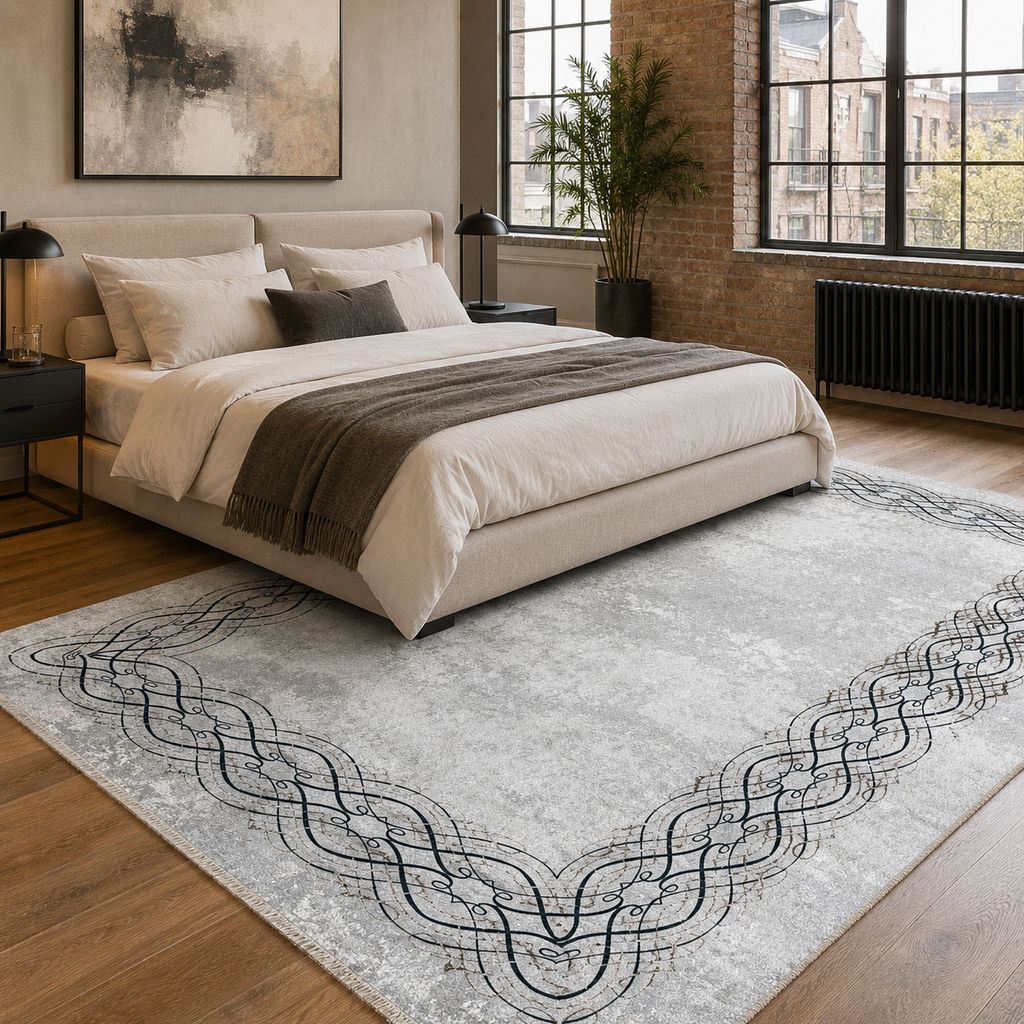 Tapis Moderne Gris Lavable Perrine, vue 4