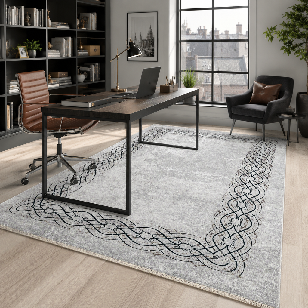 Tapis Moderne Gris Lavable Perrine, vue 6