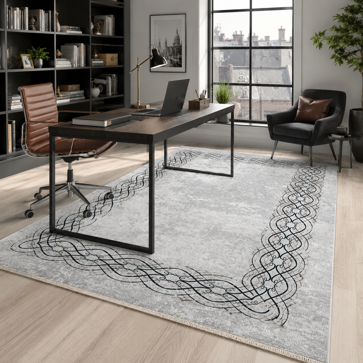 Tapis Moderne Gris Lavable Perrine, vue 6