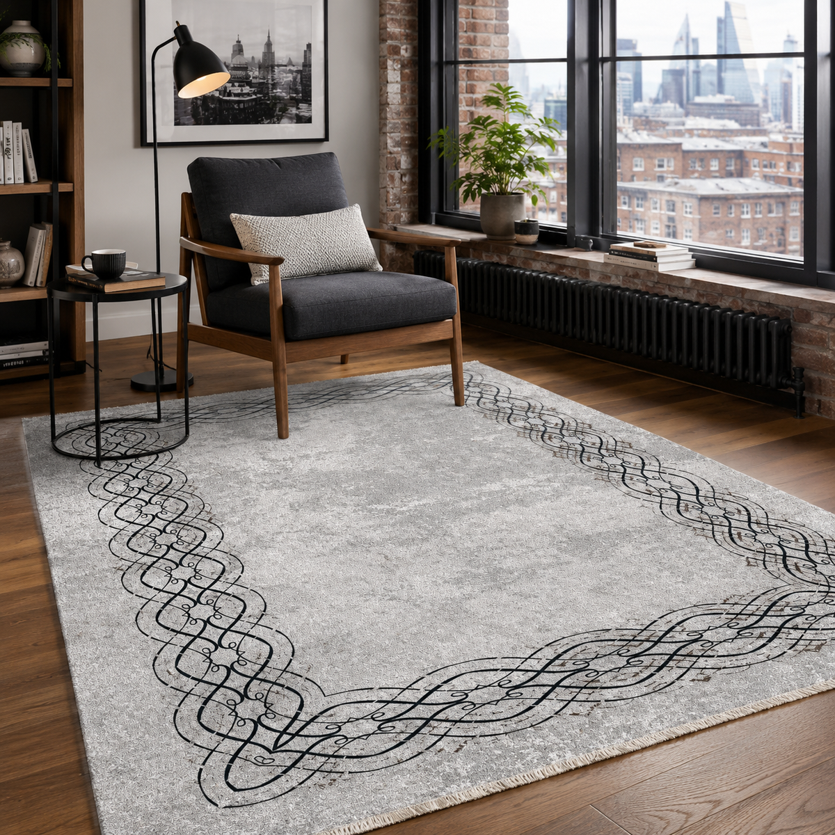 Tapis Moderne Gris Lavable Perrine, vue 7