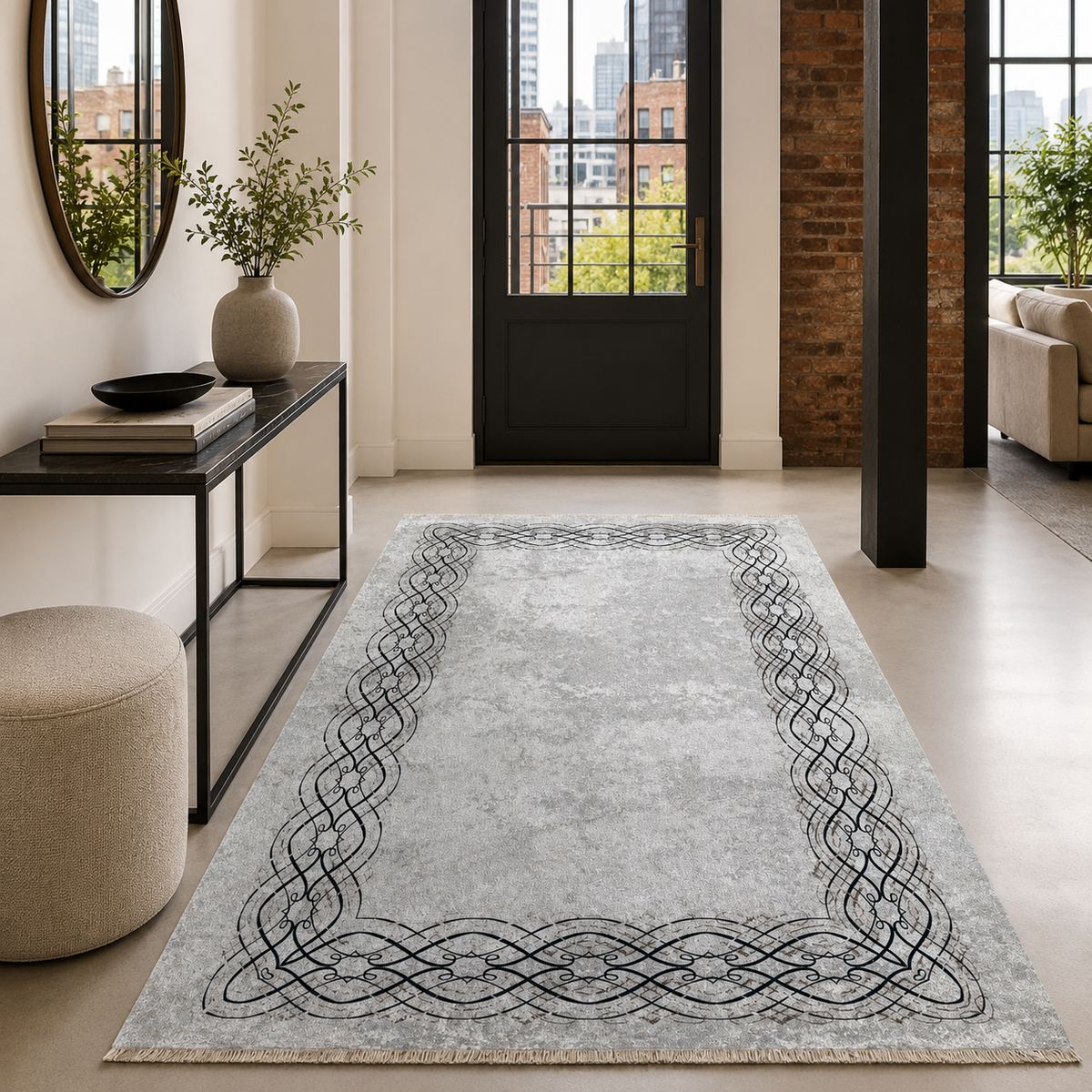 Tapis Moderne Gris Lavable Perrine, vue 8