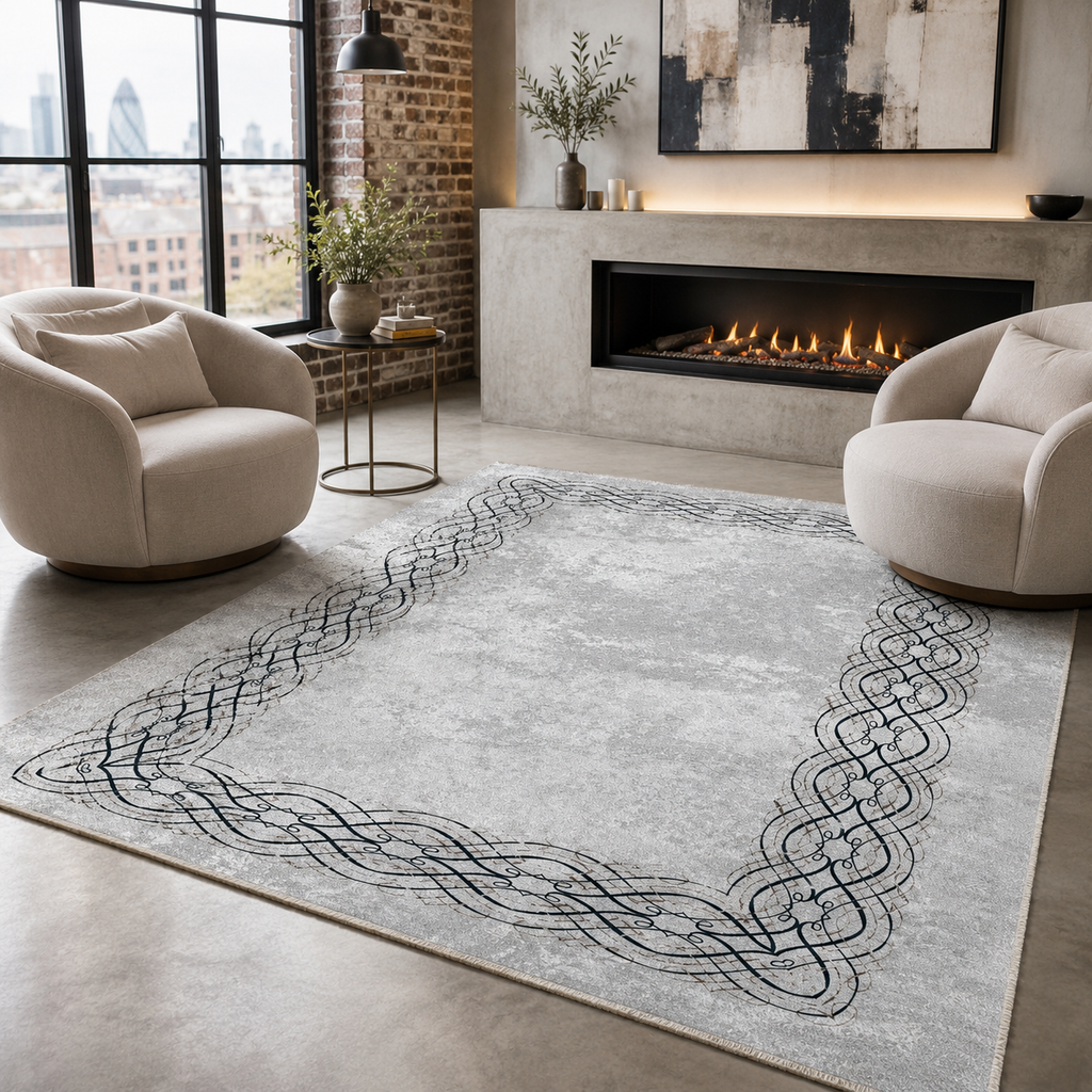 Tapis Moderne Gris Lavable Perrine, vue 10