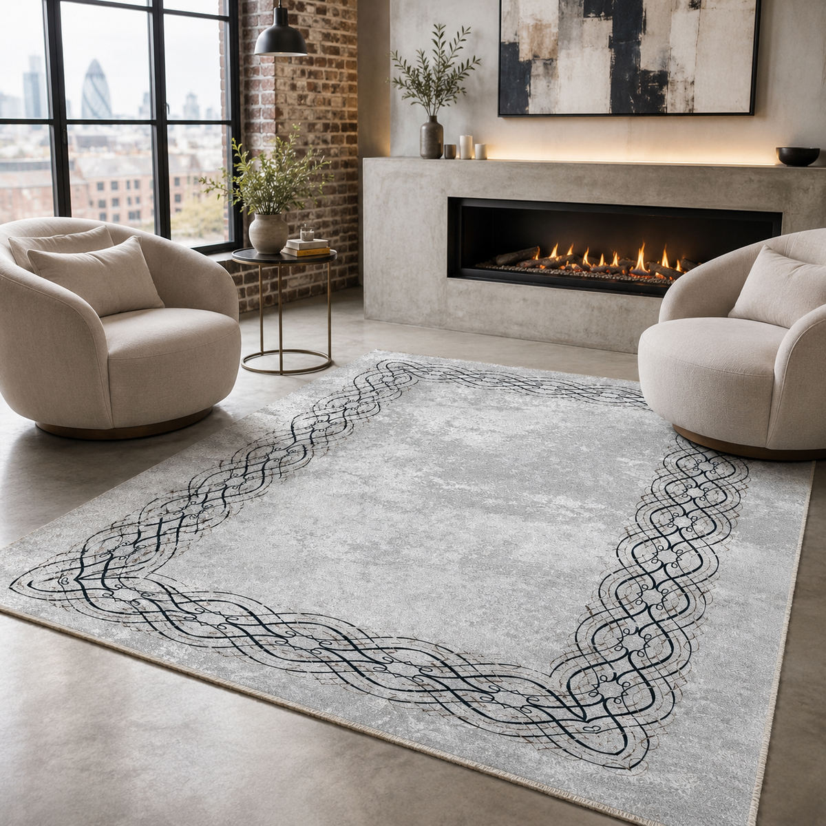 Tapis Moderne Gris Lavable Perrine, vue 10