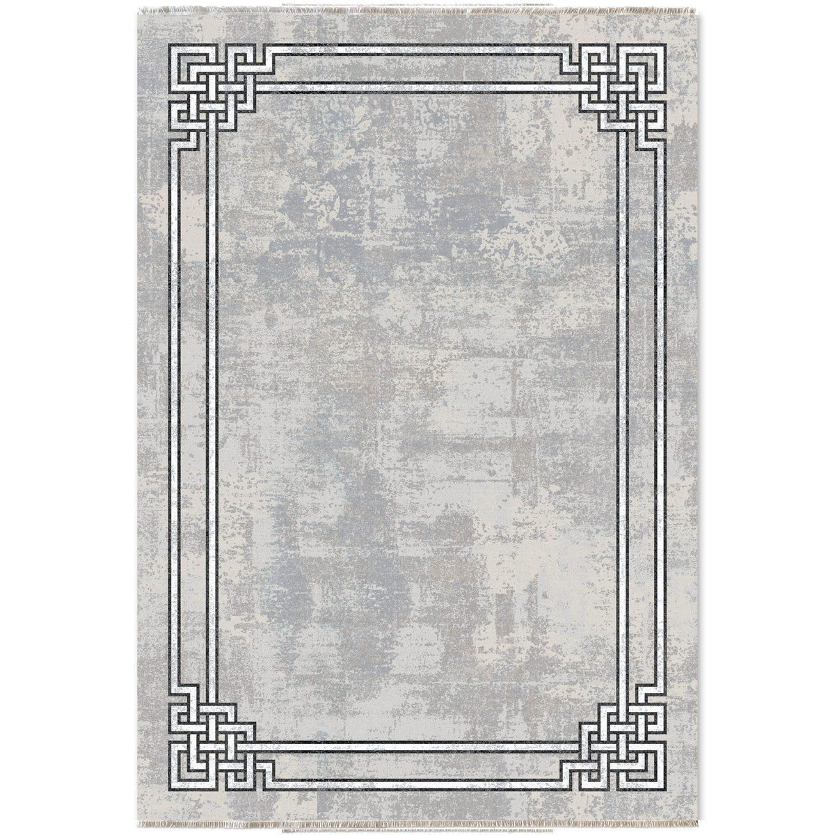 Détail du motif du tapis moderne gris lavable Flavie
