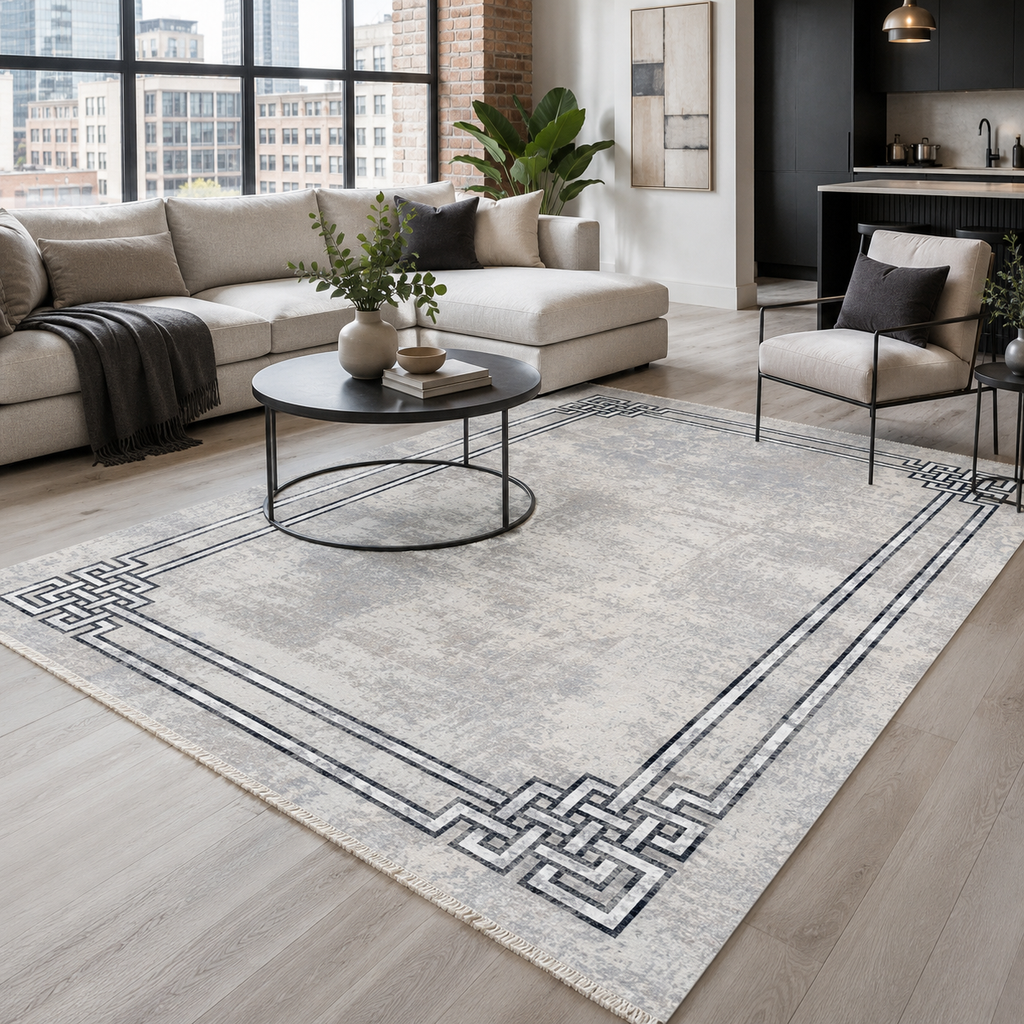 Tapis Moderne Gris Lavable Flavie, vue 3