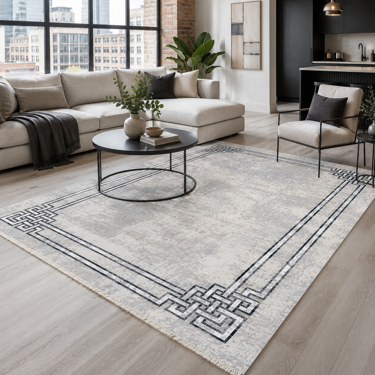 Tapis Moderne Gris Lavable Flavie, vue 3