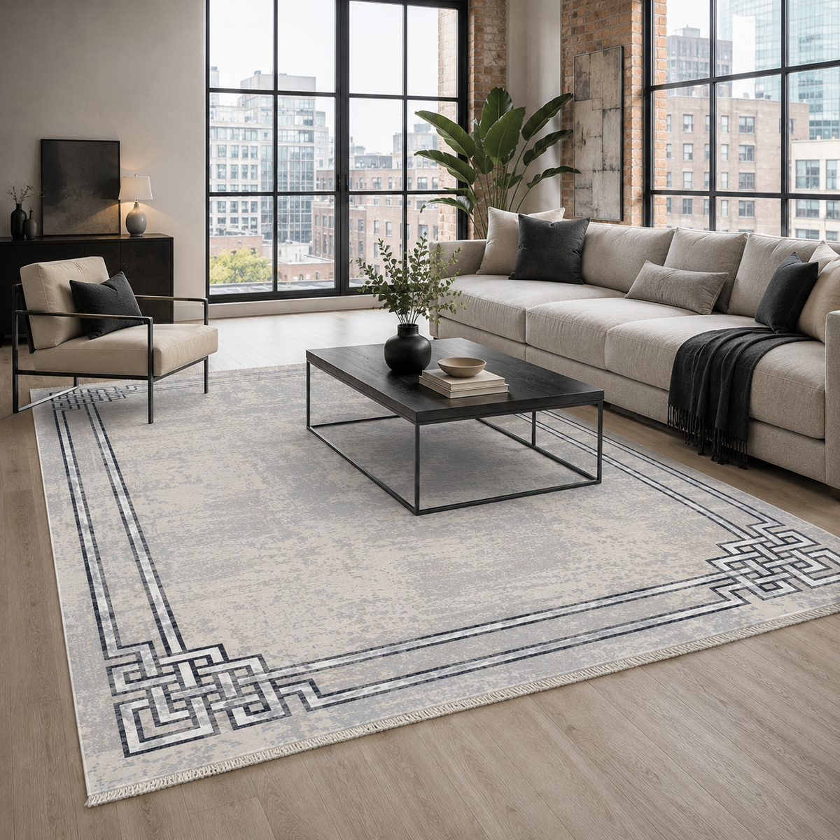 Tapis Moderne Gris Lavable Flavie, vue 4