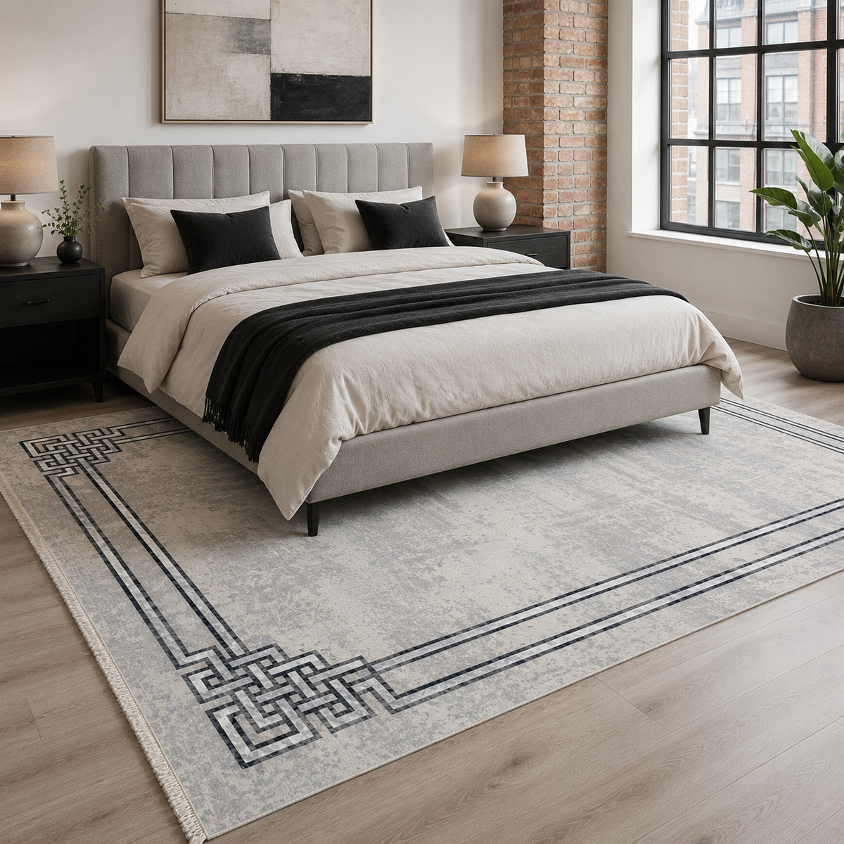 Tapis Moderne Gris Lavable Flavie, vue 5