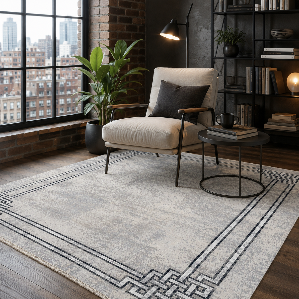 Tapis Moderne Gris Lavable Flavie, vue 9