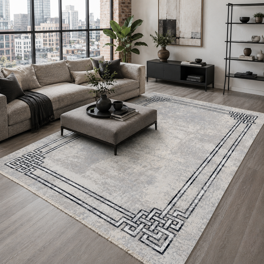 Tapis Moderne Gris Lavable Flavie, vue 10