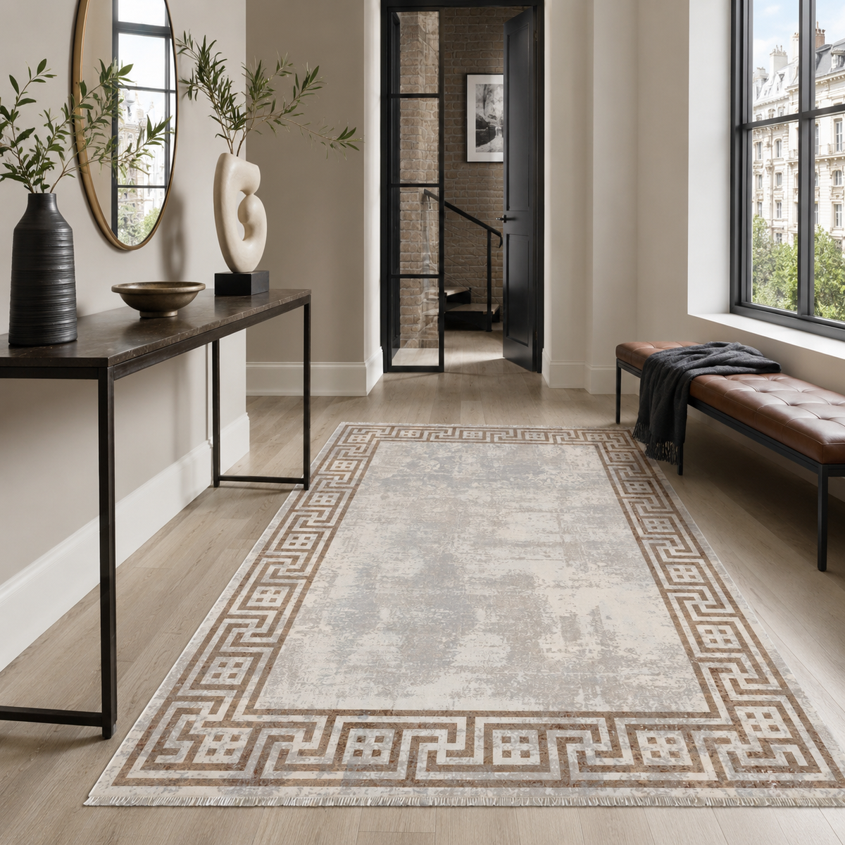 Tapis Moderne Bleu Marine Lavable Bianca, vue 6