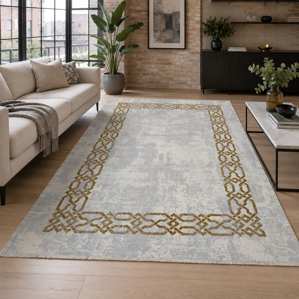 Tapis Moderne Gris Lavable Nino, vue principale