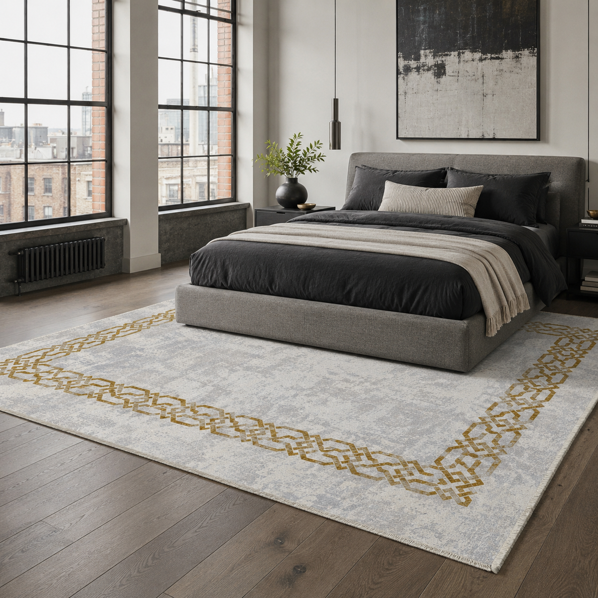 Tapis Moderne Gris Lavable Nino, vue 4