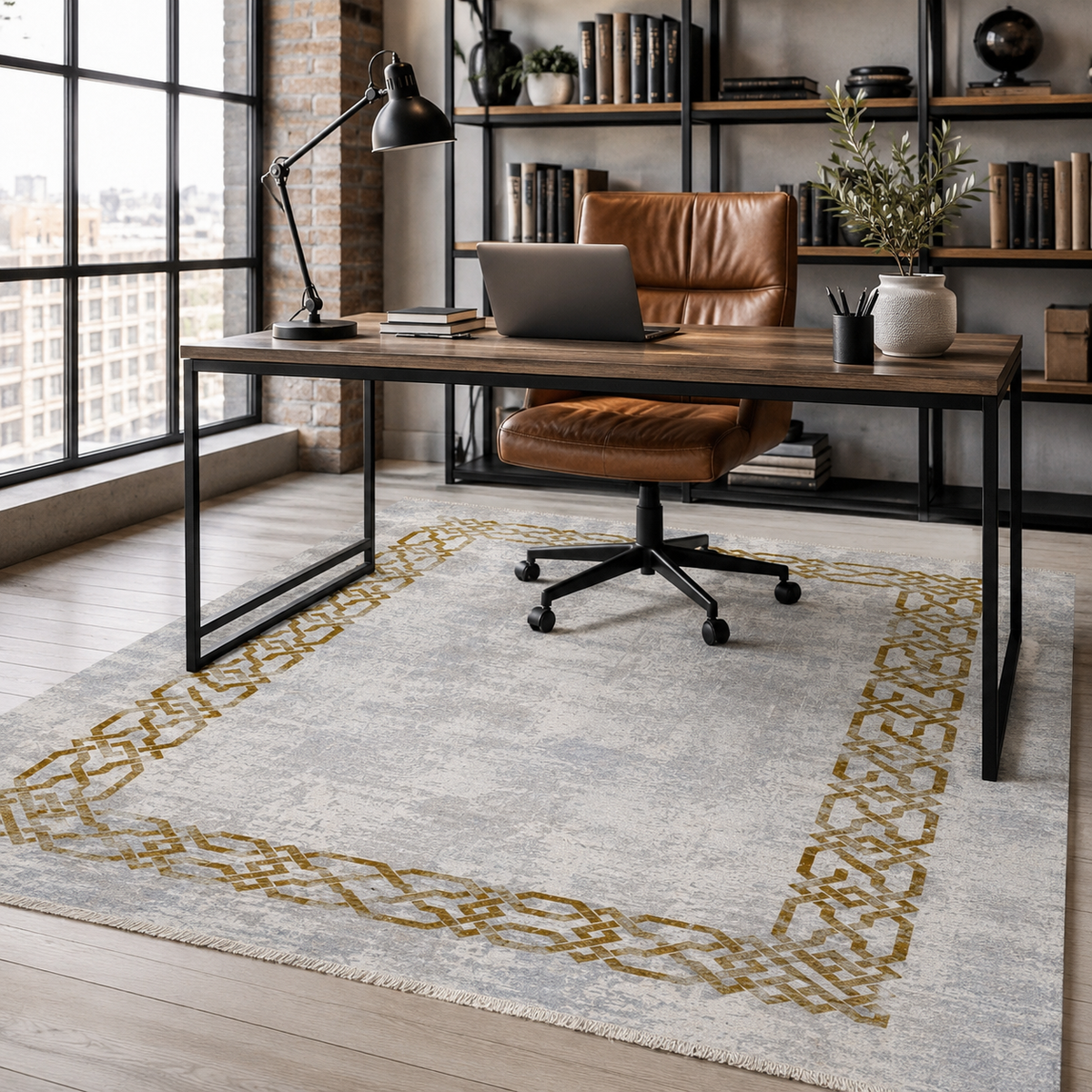 Tapis Moderne Gris Lavable Nino, vue 6