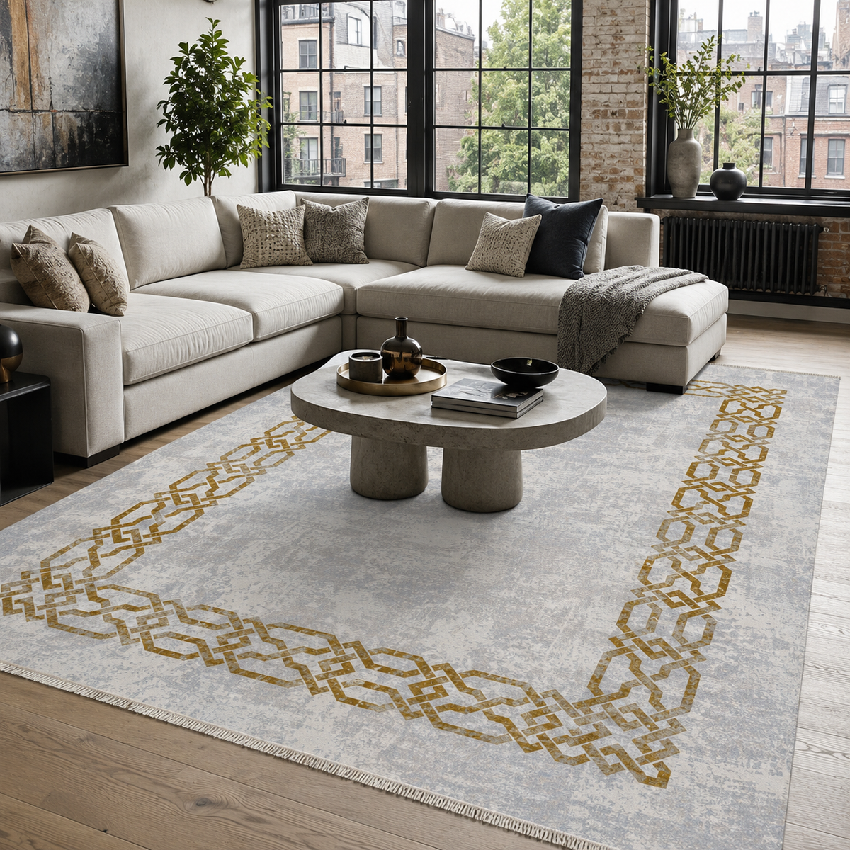 Tapis Moderne Gris Lavable Nino, vue 9