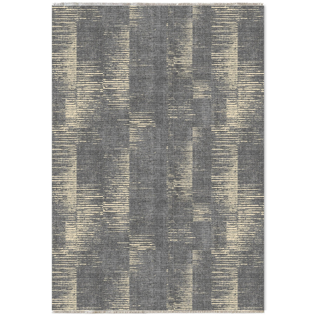 Détail du motif du tapis moderne gris lavable Bérénice