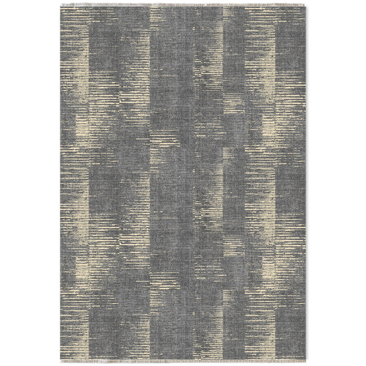 Détail du motif du tapis moderne gris lavable Bérénice