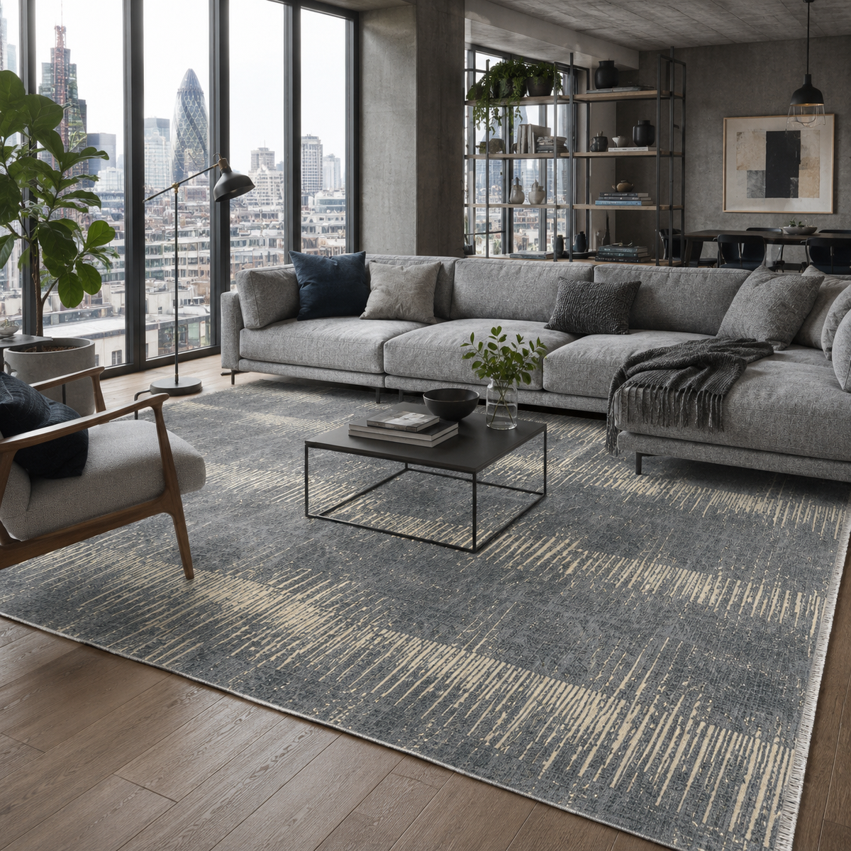 Tapis Moderne Gris Lavable Bérénice, vue 4