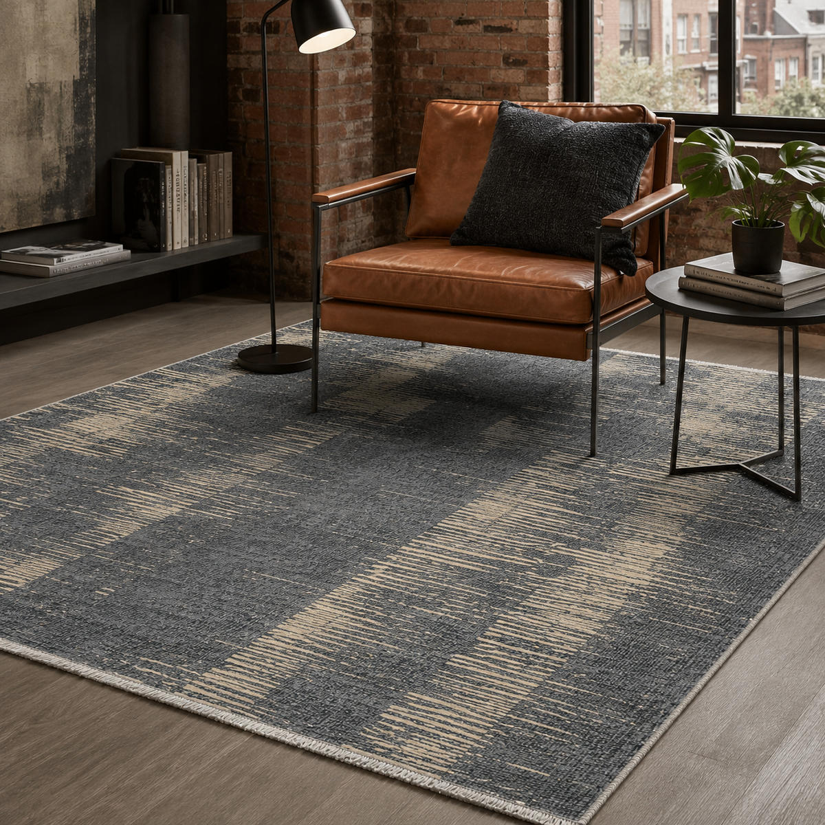Tapis Moderne Gris Lavable Bérénice, vue 8