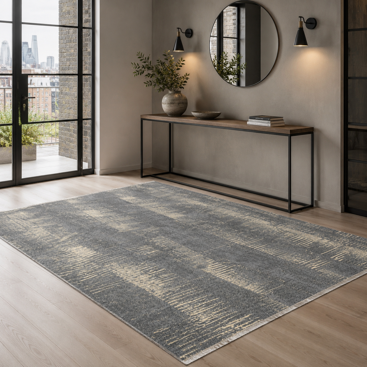Tapis Moderne Gris Lavable Bérénice, vue 9