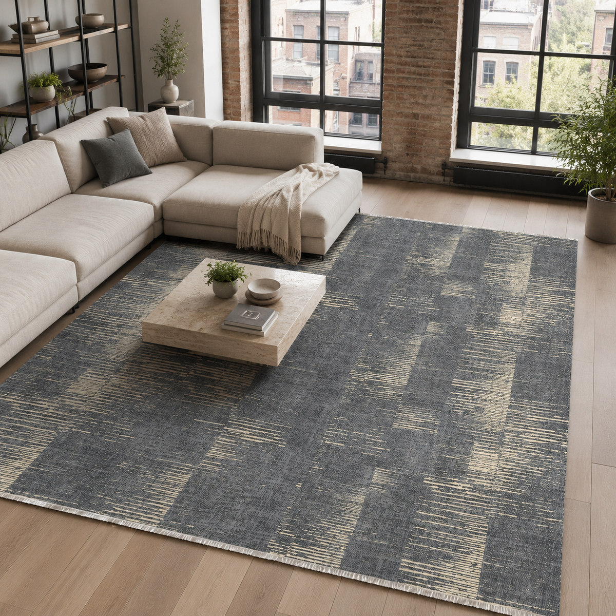 Tapis Moderne Gris Lavable Bérénice, vue 10