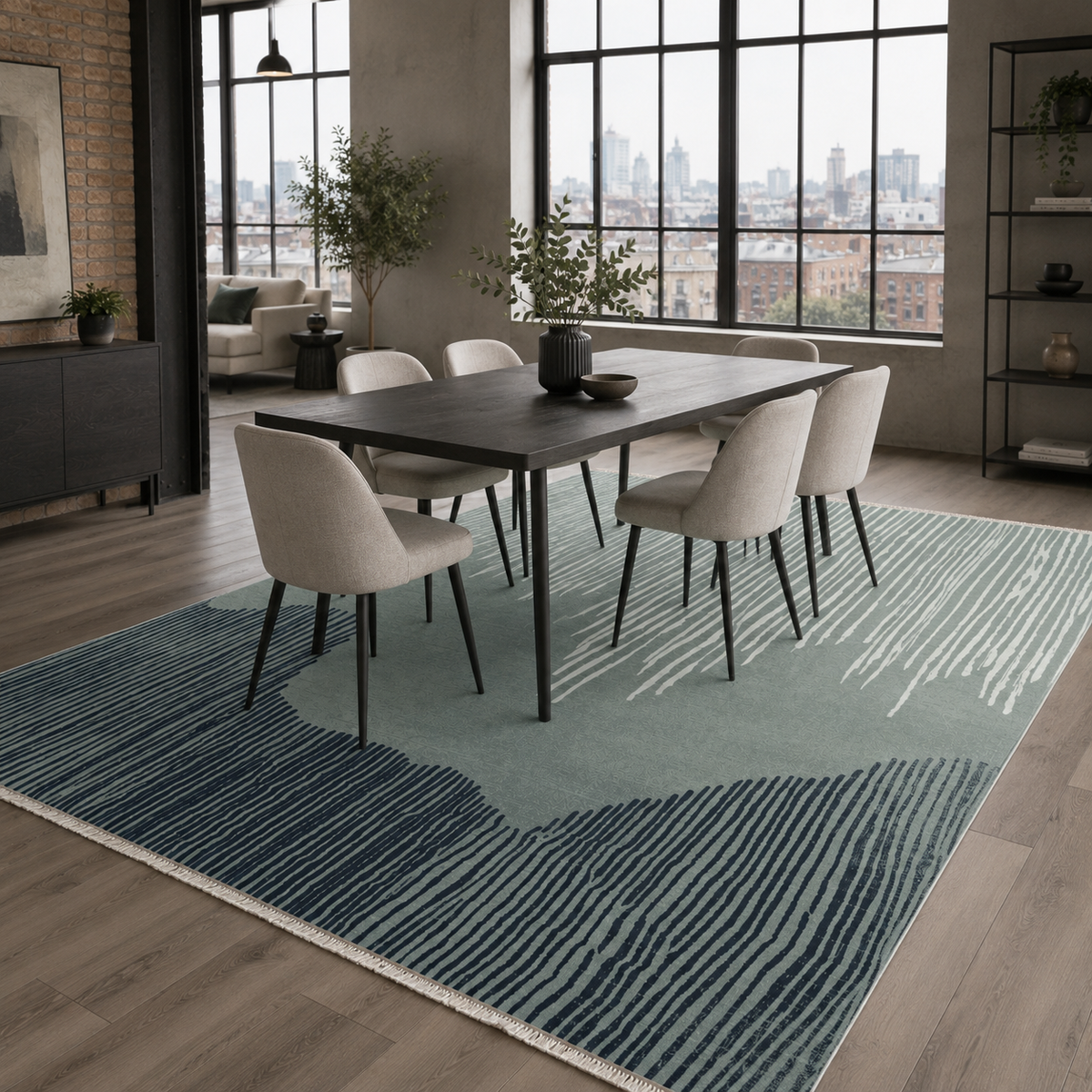 Tapis Moderne Gris Lavable Alizée, vue 7