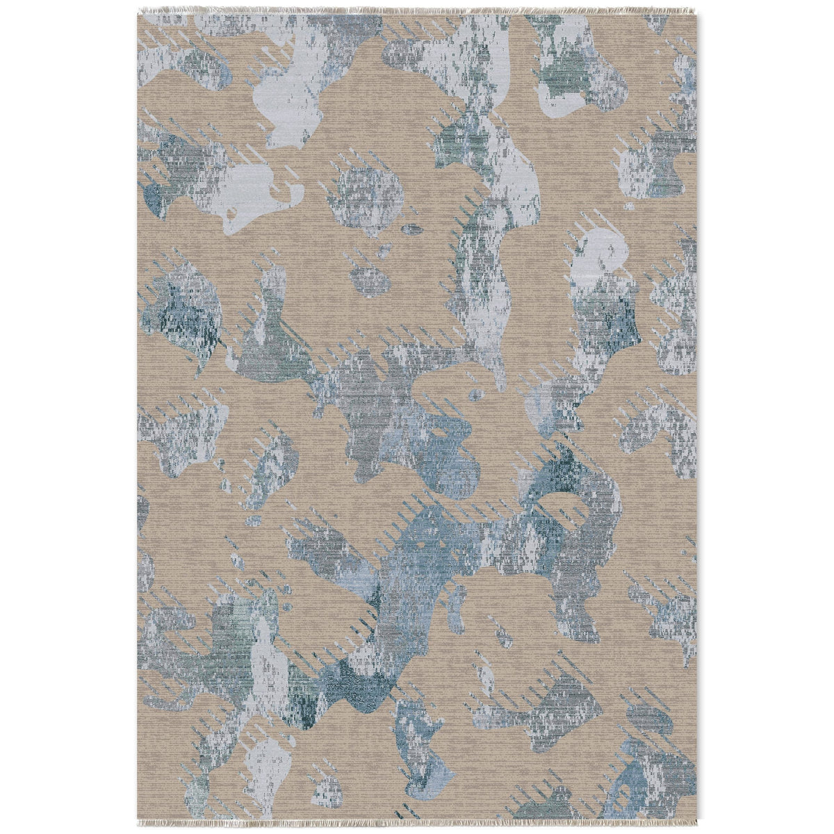 Détail du motif du tapis moderne bleu marine lavable Héloïse
