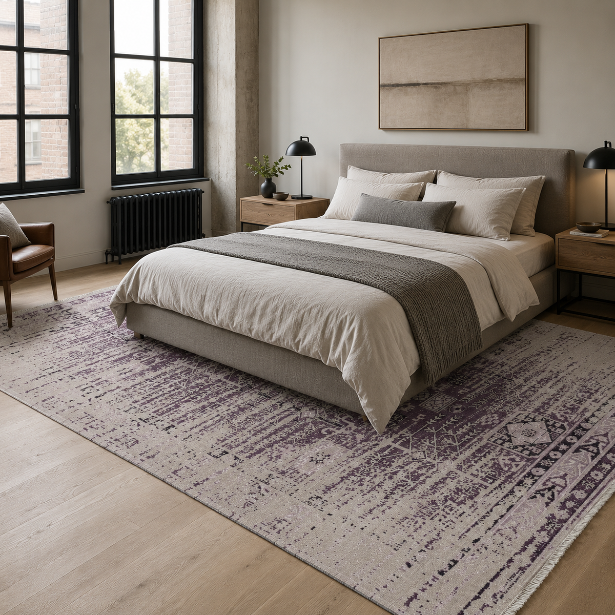 Tapis Ethnique Vintage Gris Lavable Esmée, vue 5