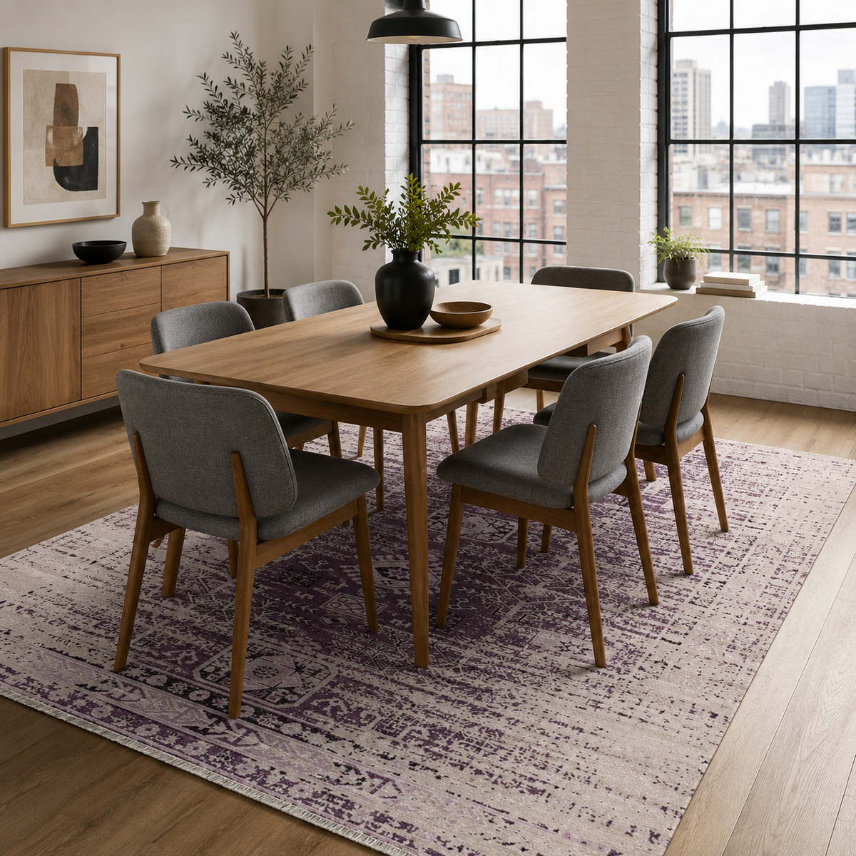 Tapis Ethnique Vintage Gris Lavable Esmée, vue 6