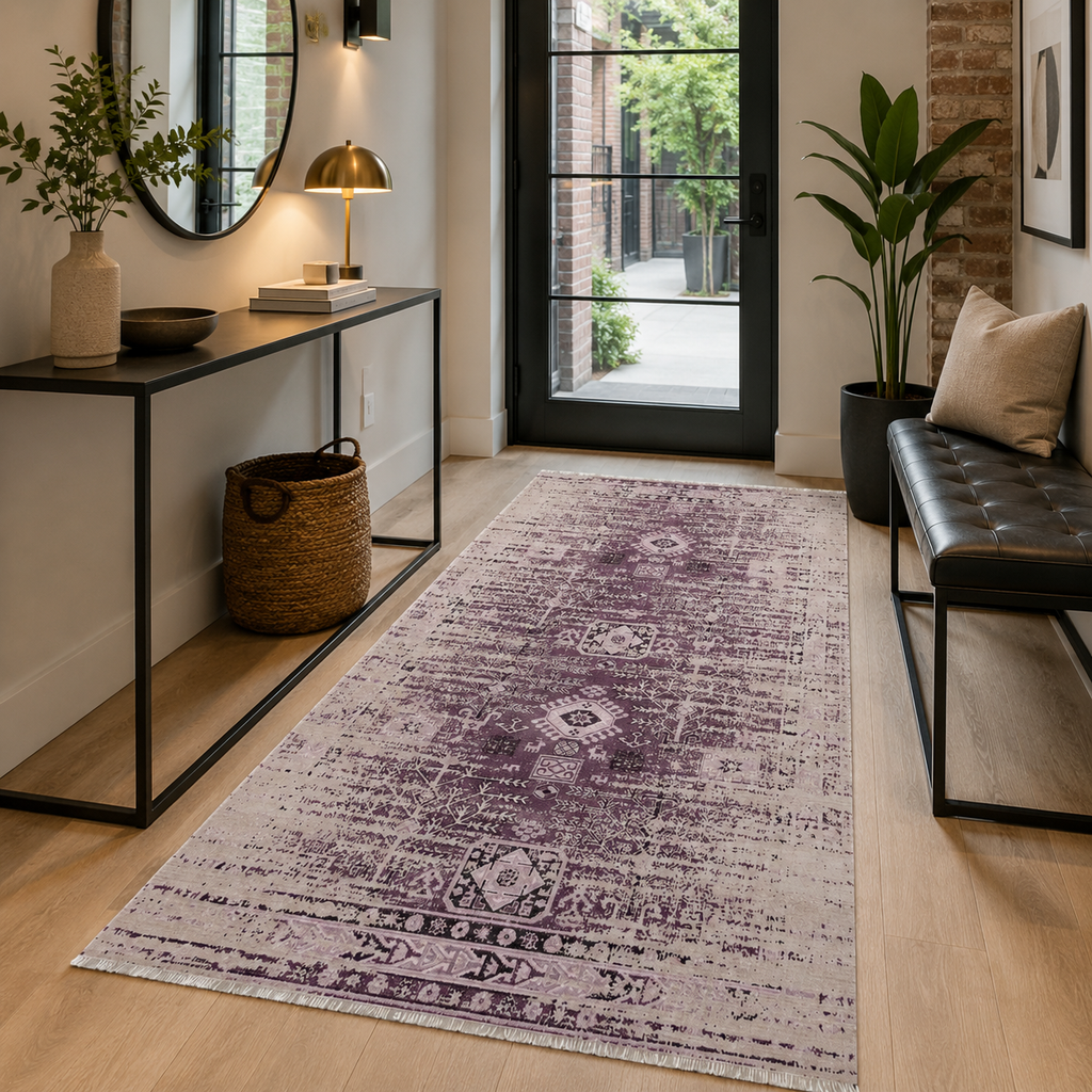 Tapis Ethnique Vintage Gris Lavable Esmée, vue 8