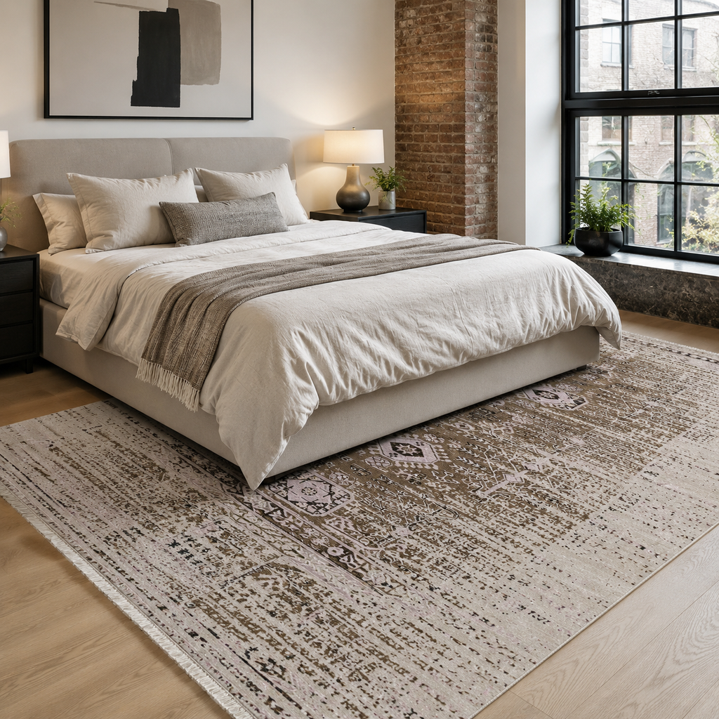 Tapis Vintage Gris Lavable Brune, vue 4