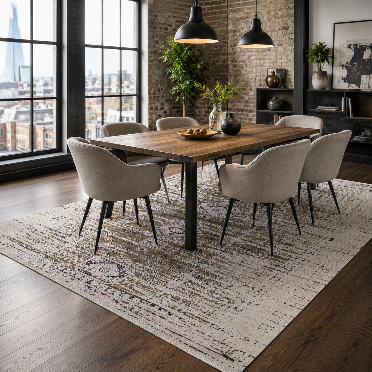 Tapis Vintage Gris Lavable Brune, vue 5