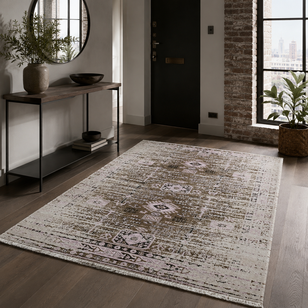 Tapis Vintage Gris Lavable Brune, vue 8