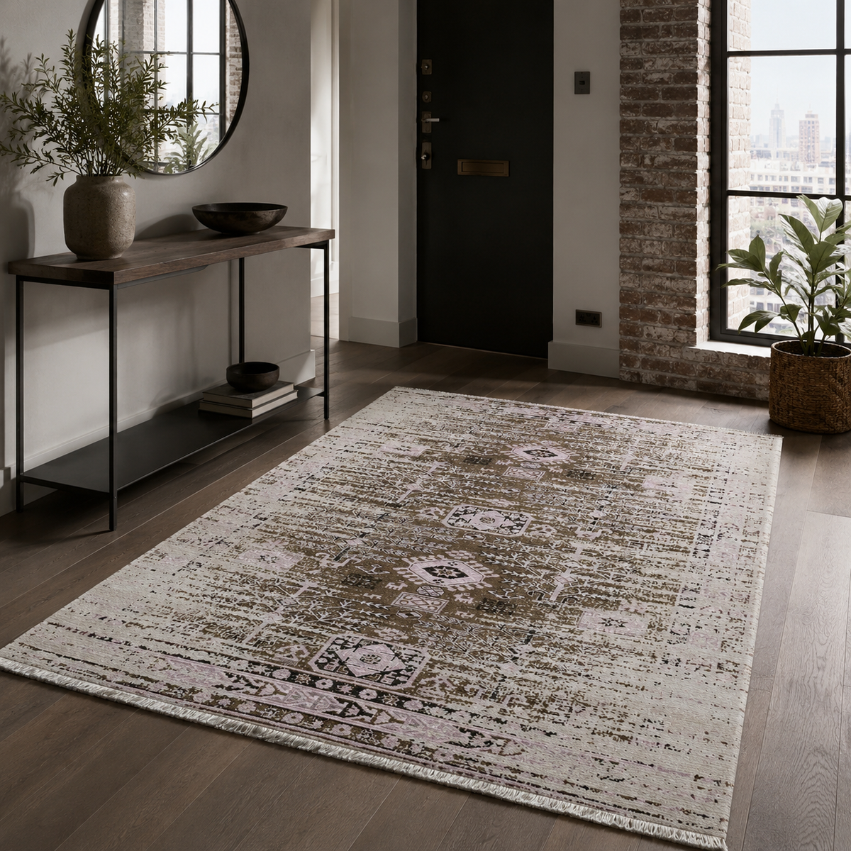 Tapis Vintage Gris Lavable Brune, vue 8