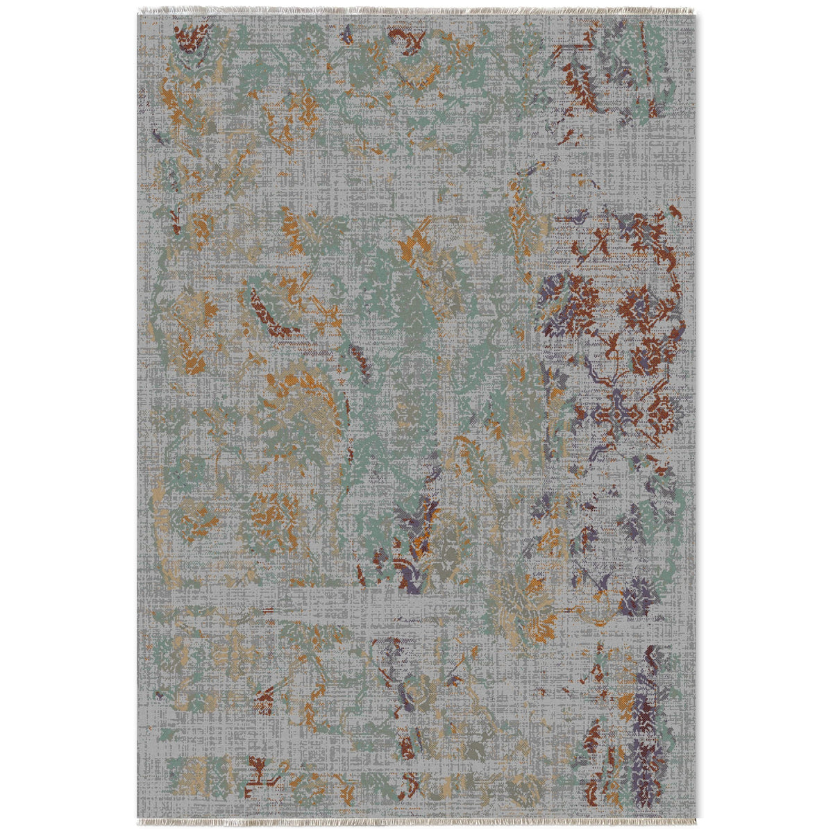 Détail du motif du tapis moderne gris lavable Naïa