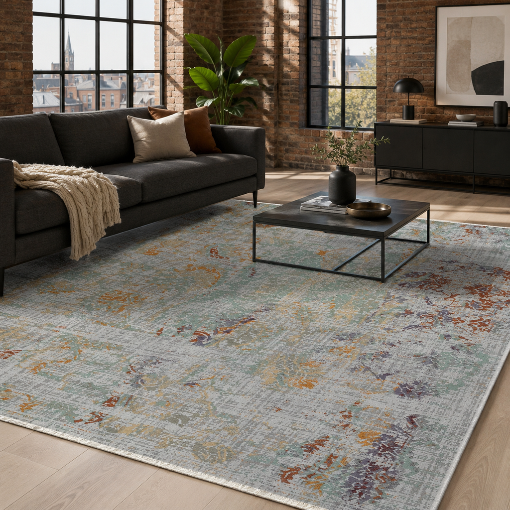Tapis Moderne Gris Lavable Naïa, vue 3