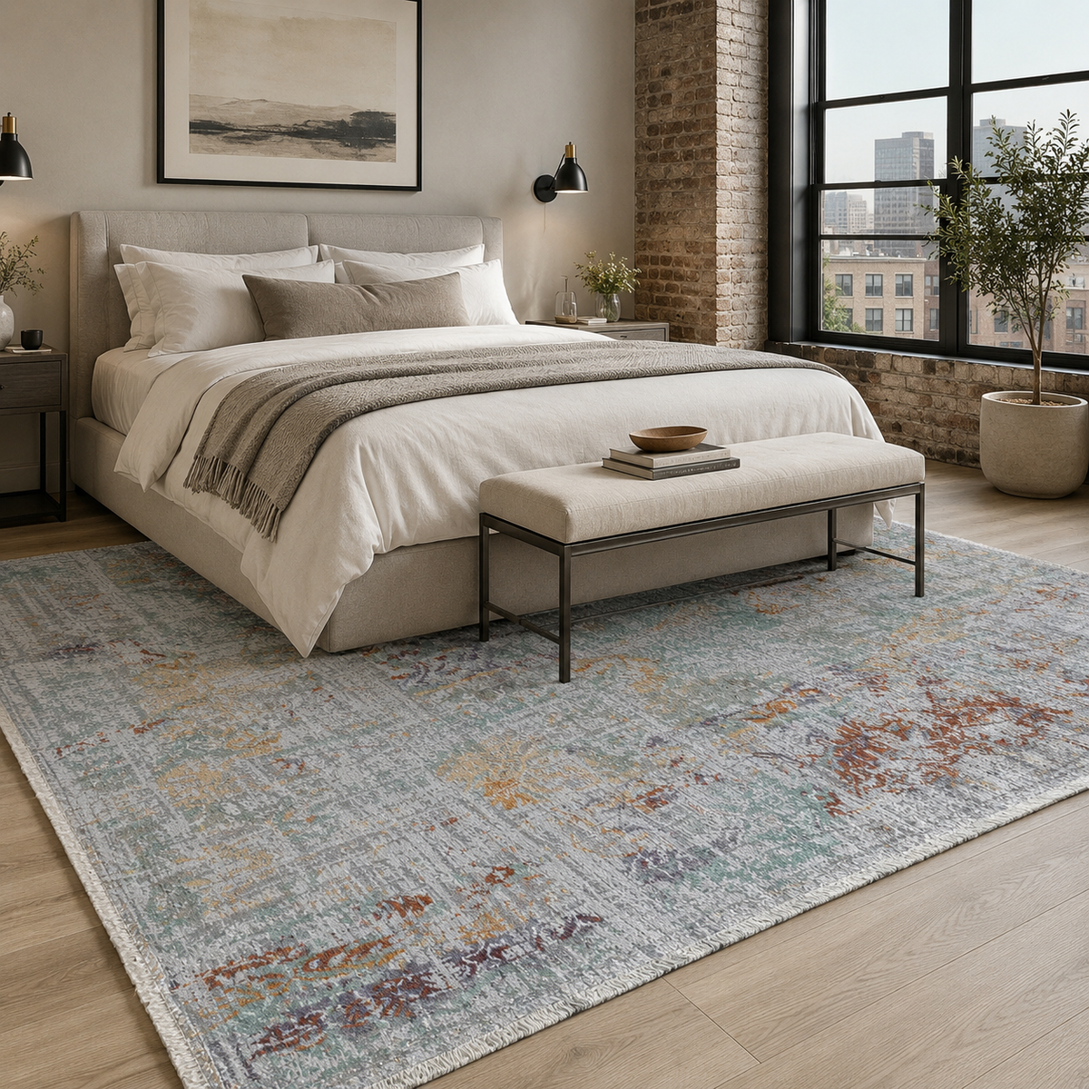 Tapis Moderne Gris Lavable Naïa, vue 4