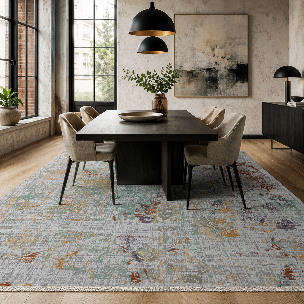 Tapis Moderne Gris Lavable Naïa, vue 5