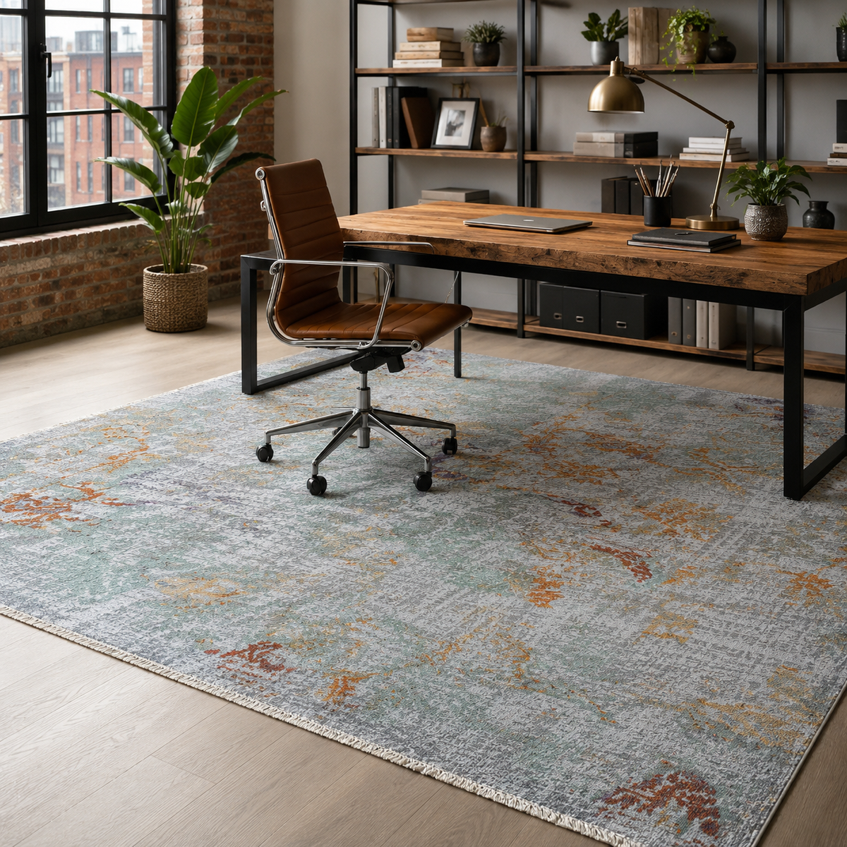 Tapis Moderne Gris Lavable Naïa, vue 6